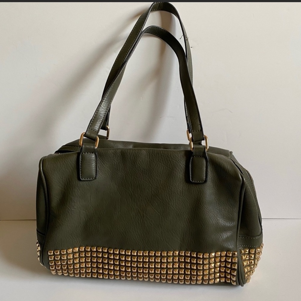 Gold studded Green shoulder bag